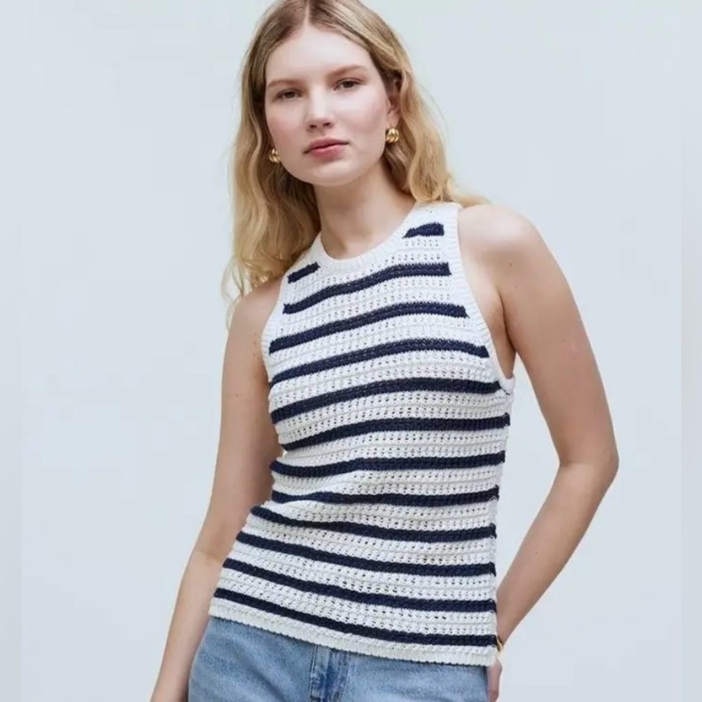 Madewell Women's Crochet-Knit Crewneck Sweater Tank